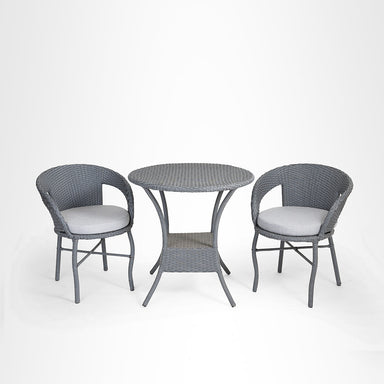 Luma Outdoor Set - Chair: W: 24’’ D: 24’’ H: 30’’ SH: 20’’ Table: 30’’ H: 30’’ / MS Frame and PVC Weaving - Outdoor