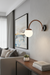 Luna Curve Wall Sconce - Copper, Black / Wall depth - 12’’ / MS, Glass - Lighting