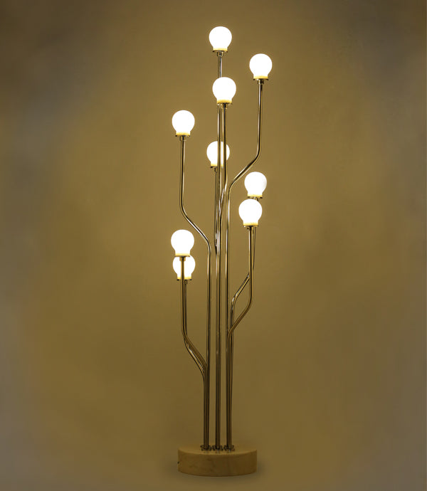 Luna Floor Lamp - Natural / Stainless steel and marble - Lighting