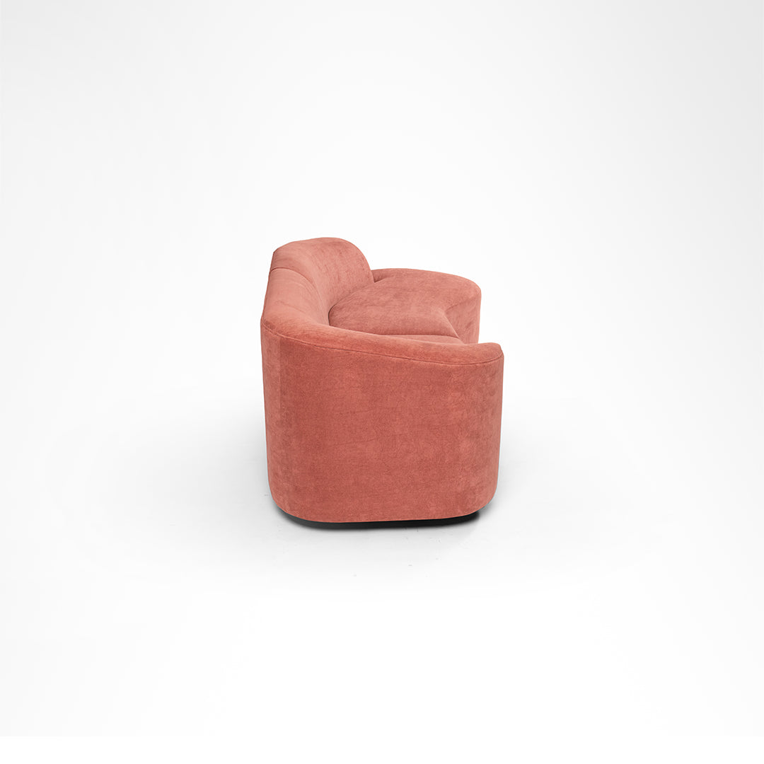 Luna Sofa - W: 98’’ D: 33’’ H: 28’’ SH: 16’’ / Pink / Wood and Upholstered Fabric