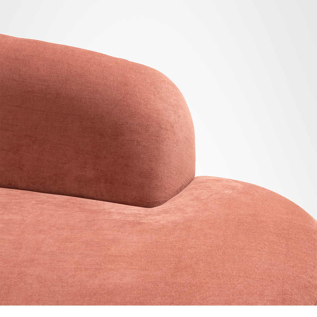 Luna Sofa - W: 98’’ D: 33’’ H: 28’’ SH: 16’’ / Pink / Wood and Upholstered Fabric