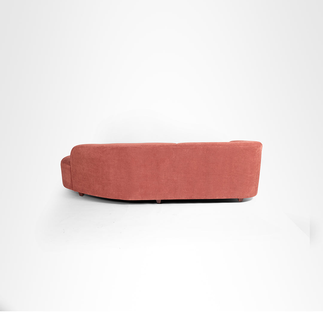 Luna Sofa - W: 98’’ D: 33’’ H: 28’’ SH: 16’’ / Pink / Wood and Upholstered Fabric