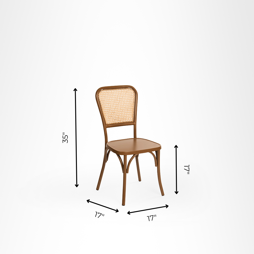 Lyon Chair Set Of 2 - W: 17’’ D: 17’’ SH: 17’’ TH: 35’’ / Brown / Mild Steel - Outdoor Furniture