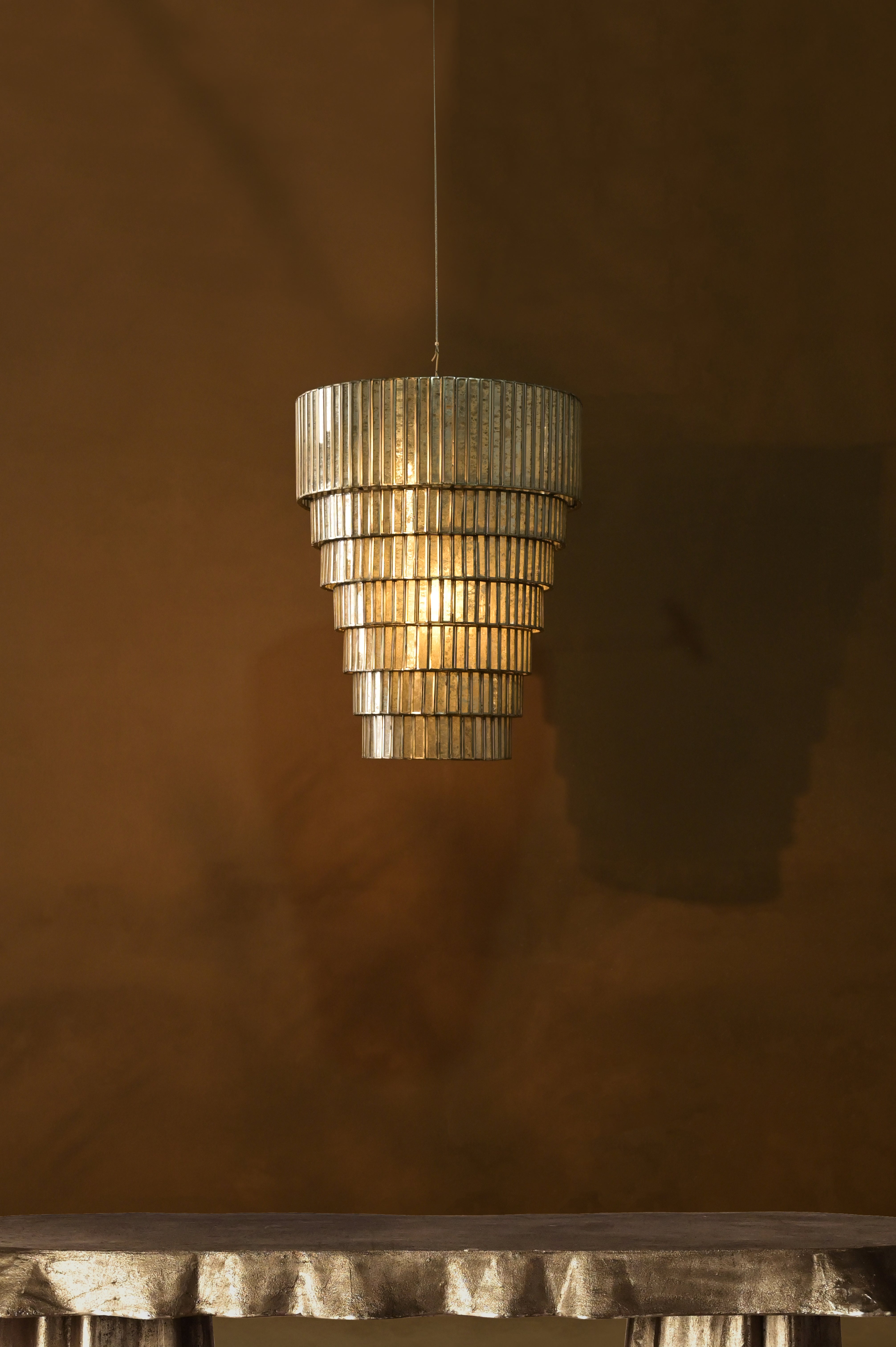 Lys Pendant Lamp - L:20 x W:20 x H:25 In inches / Stainless Steel and Antique - Lighting