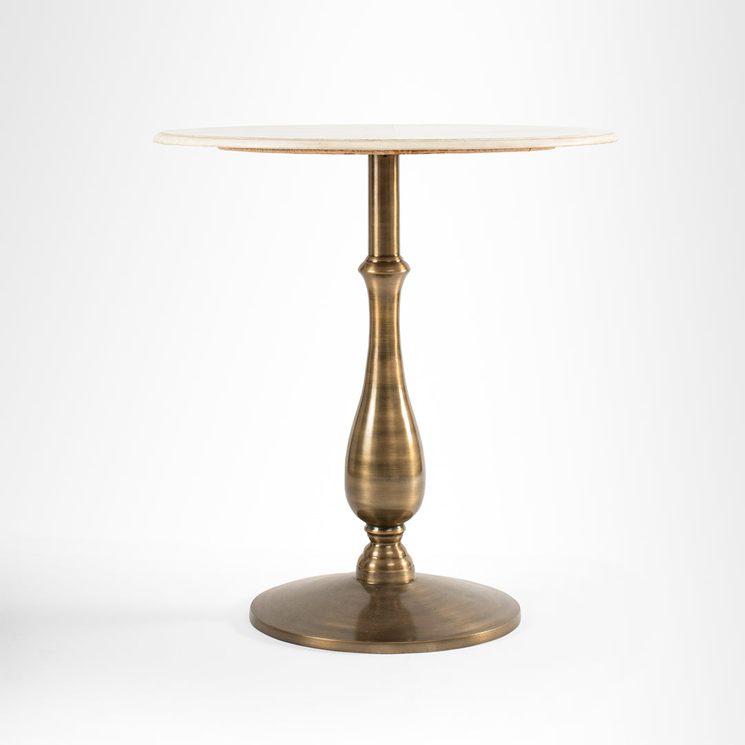 Magnolia Table - Dia: 30’’ H: 30’’ / Cast Aluminium and Marble / Antique Brass - Outdoor Furniture