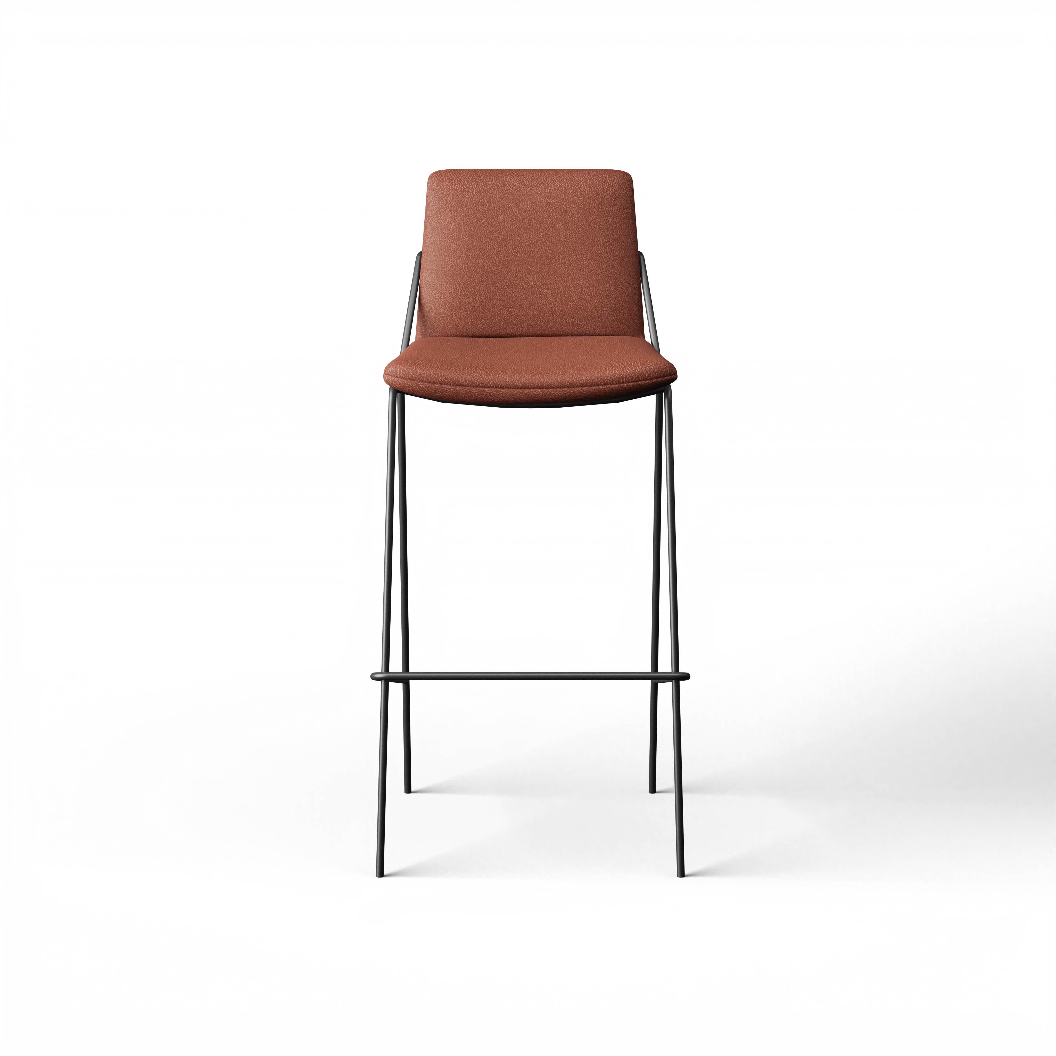 Marbella Bar Chair - D’Decor MOLESKIN BL MS 015-106 BROWN Ply & Foam Upholstery Structure; Black Powder Coat Mild Steel