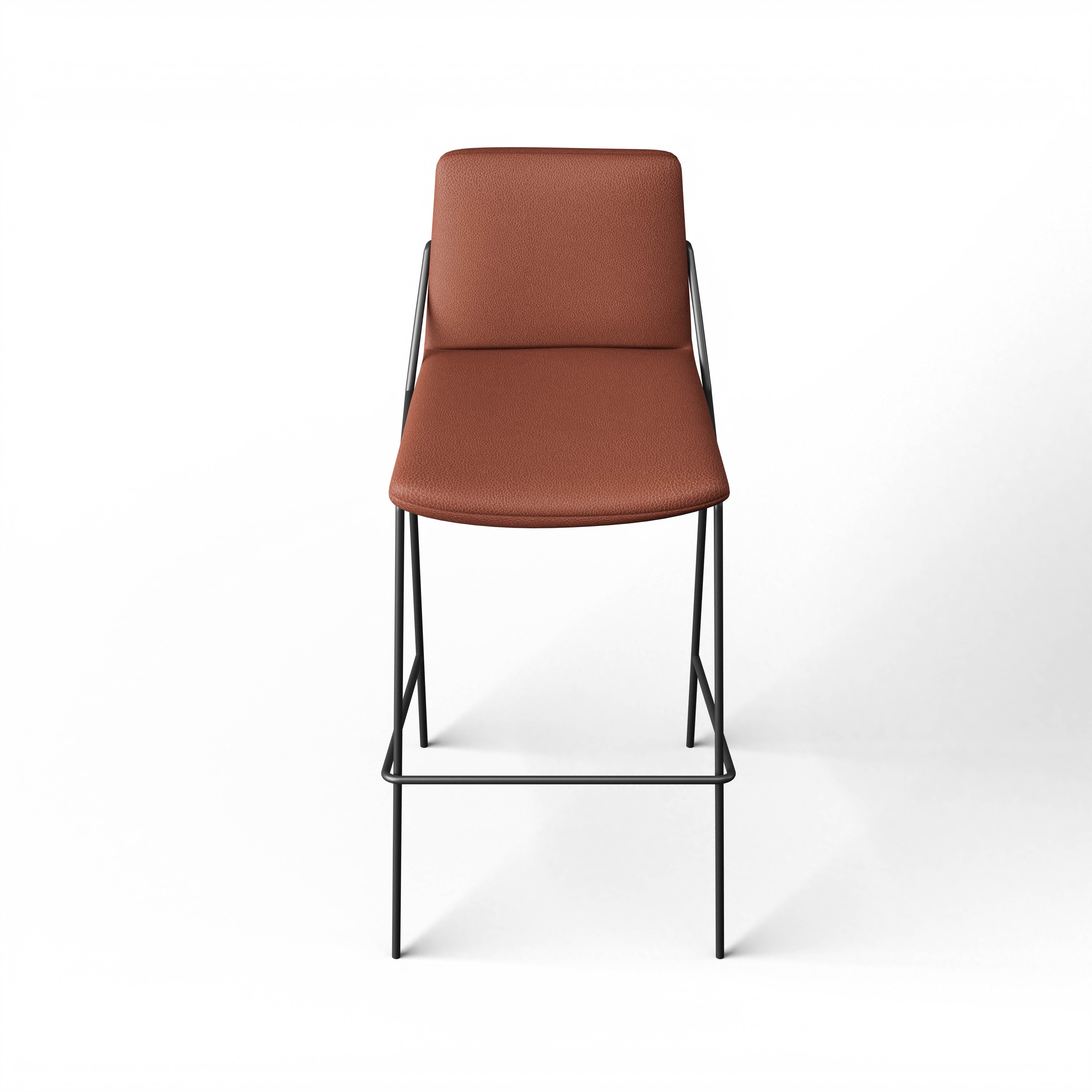Marbella Bar Chair - D’Decor MOLESKIN BL MS 015-106 BROWN Ply & Foam Upholstery Structure; Black Powder Coat Mild Steel