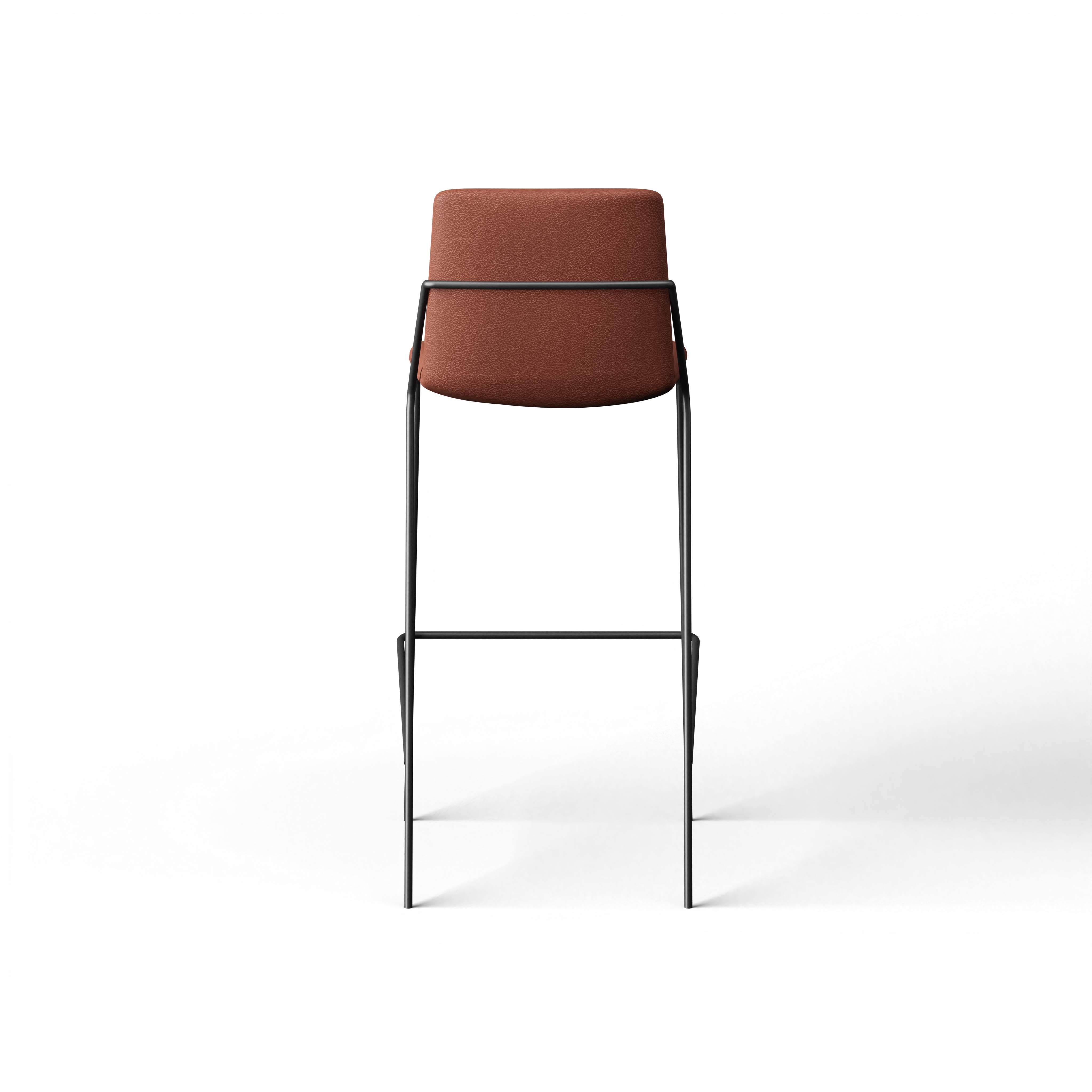 Marbella Bar Chair - D’Decor MOLESKIN BL MS 015-106 BROWN Ply & Foam Upholstery Structure; Black Powder Coat Mild Steel