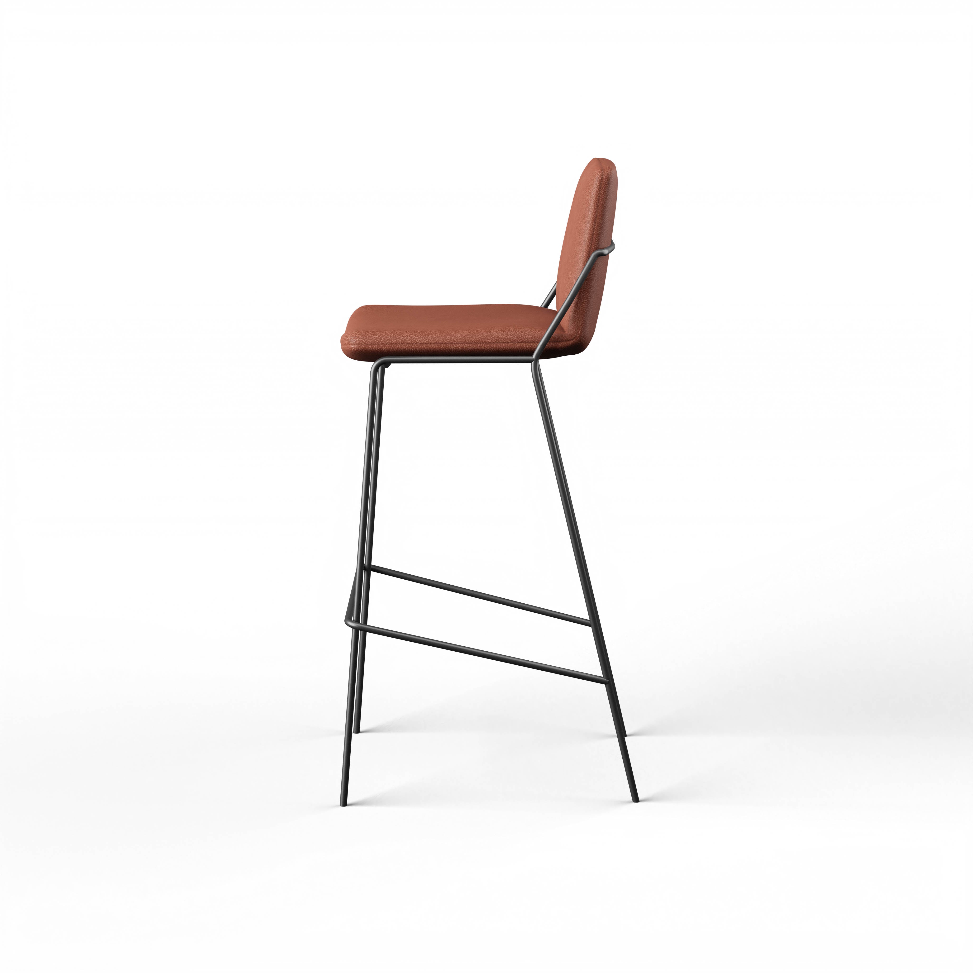 Marbella Bar Chair - D’Decor MOLESKIN BL MS 015-106 BROWN Ply & Foam Upholstery Structure; Black Powder Coat Mild Steel