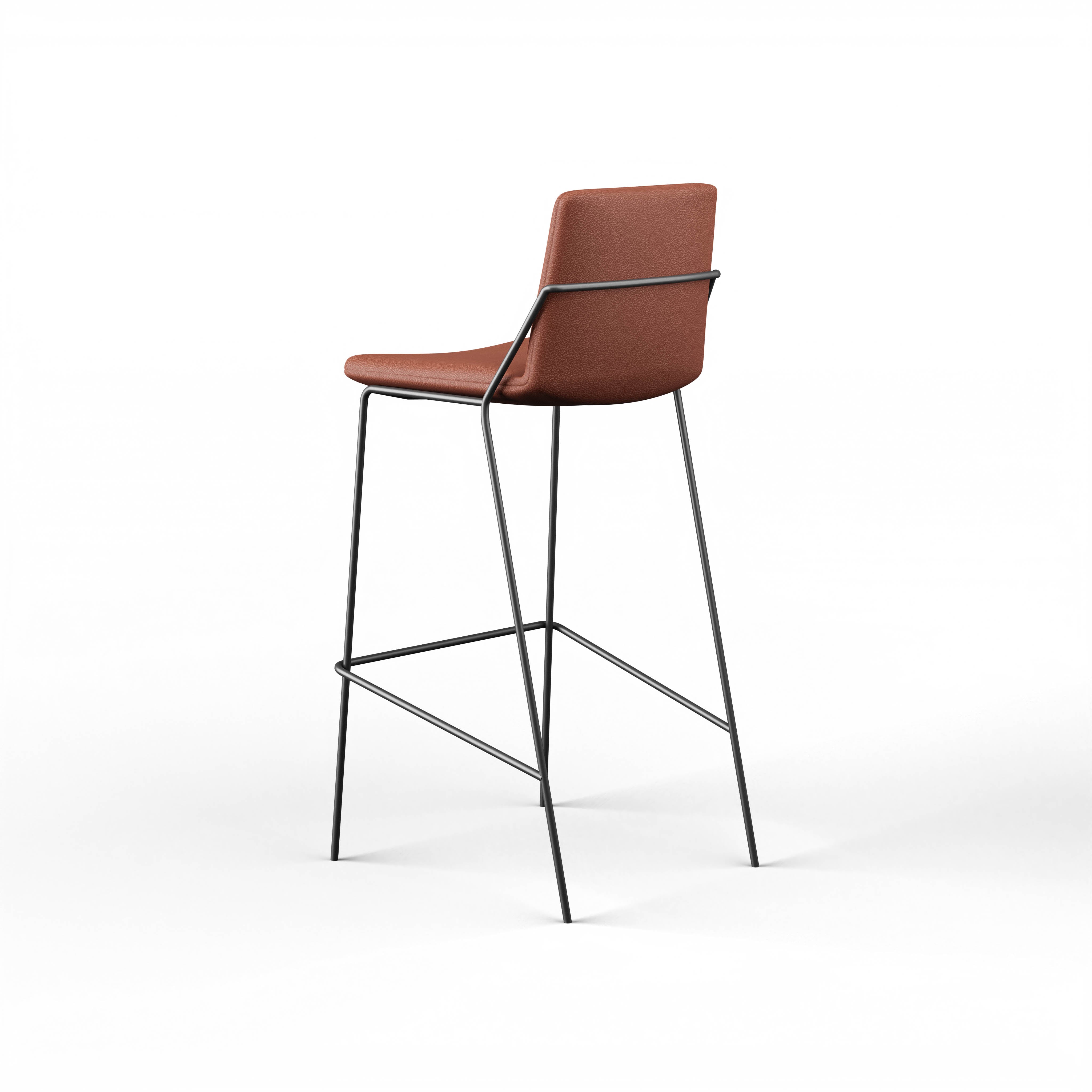 Marbella Bar Chair - D’Decor MOLESKIN BL MS 015-106 BROWN Ply & Foam Upholstery Structure; Black Powder Coat Mild Steel
