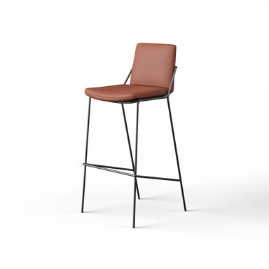 Marbella Bar Chair - D’Decor MOLESKIN BL MS 015-106 BROWN Ply & Foam Upholstery Structure; Black Powder Coat Mild Steel