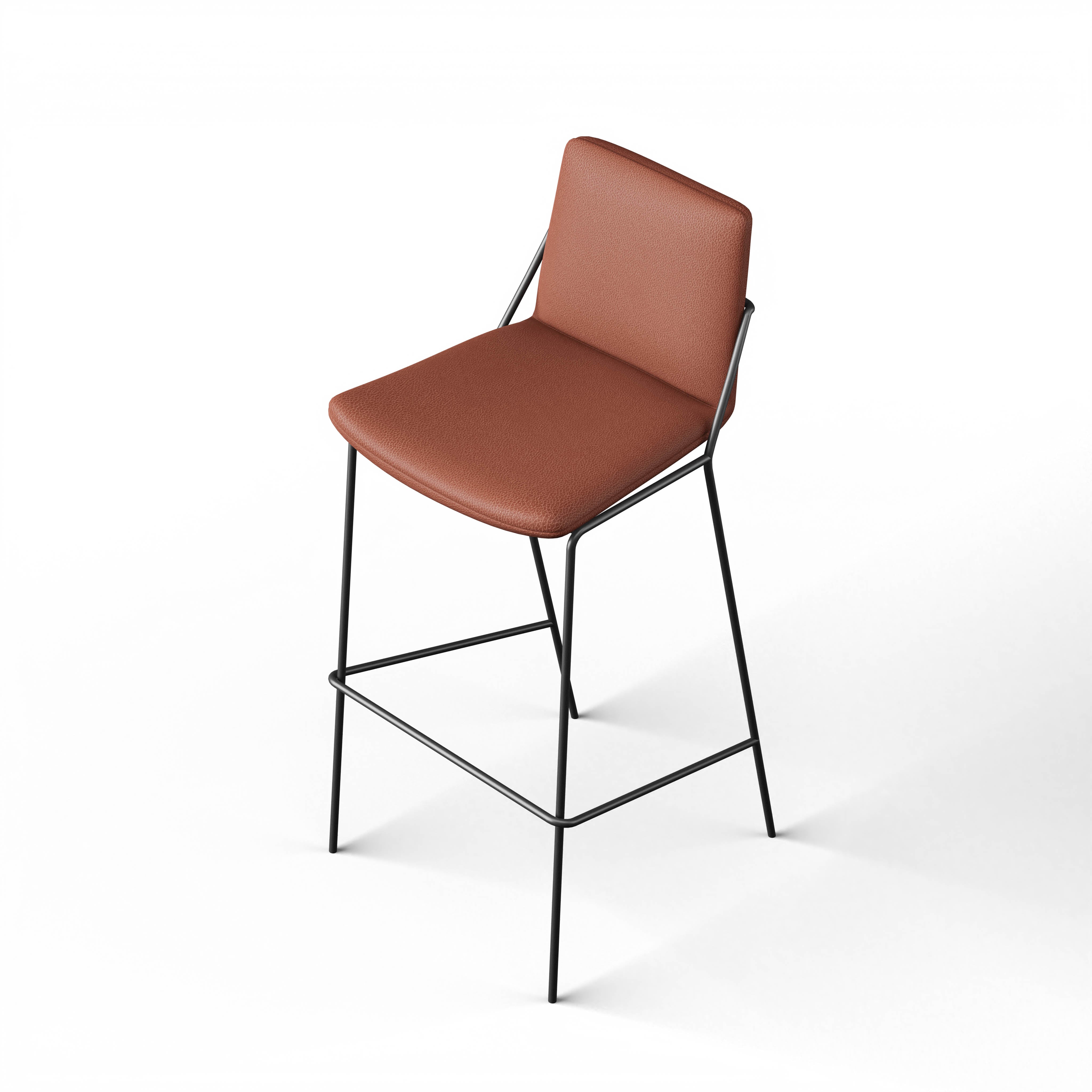 Marbella Bar Chair - D’Decor MOLESKIN BL MS 015-106 BROWN Ply & Foam Upholstery Structure; Black Powder Coat Mild Steel