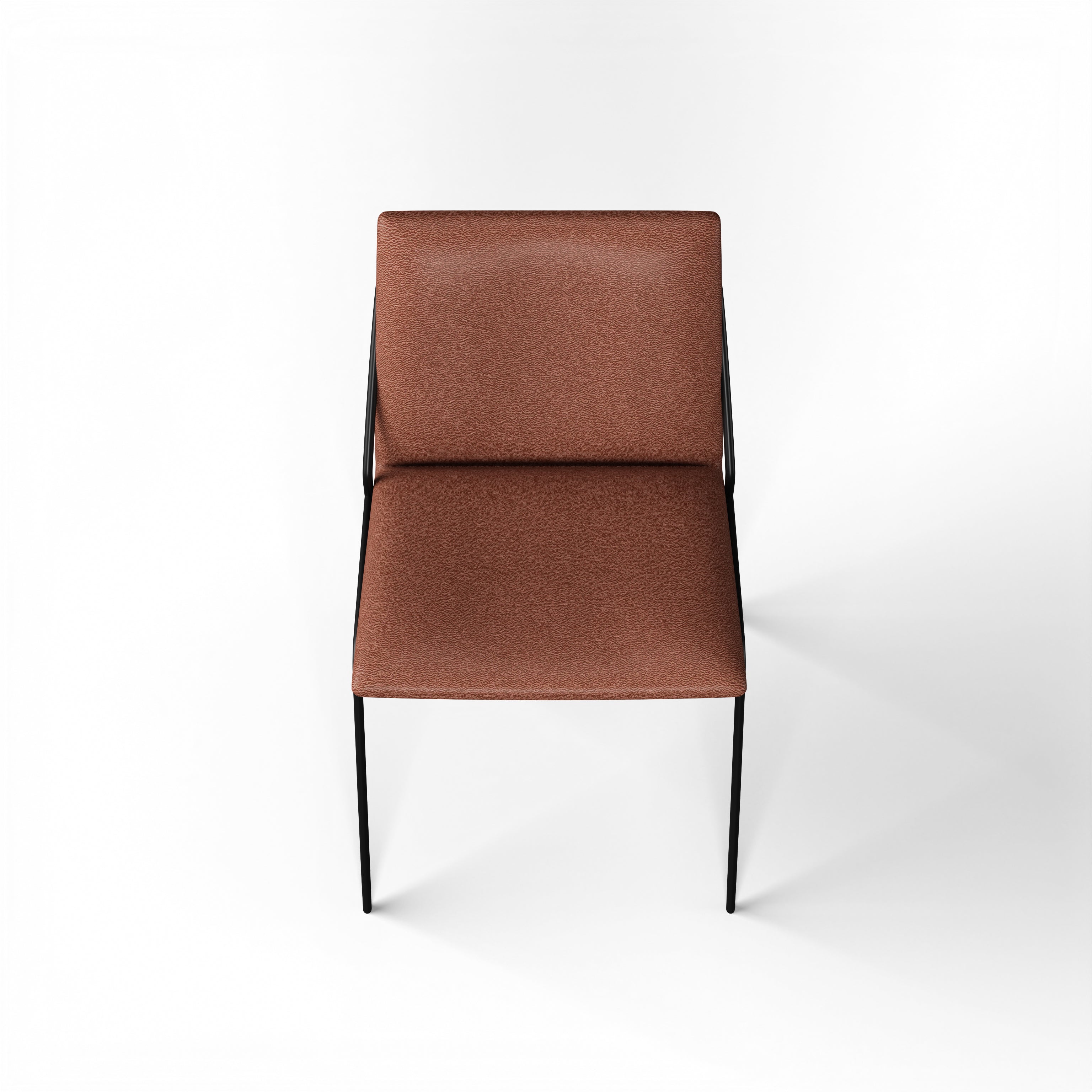 Marbella Dining Chair - Black Powder Coat Mild Steel Frame; D’Decor MOLESKIN BL MS 015-106 BROWN Ply & Foam Upholstery