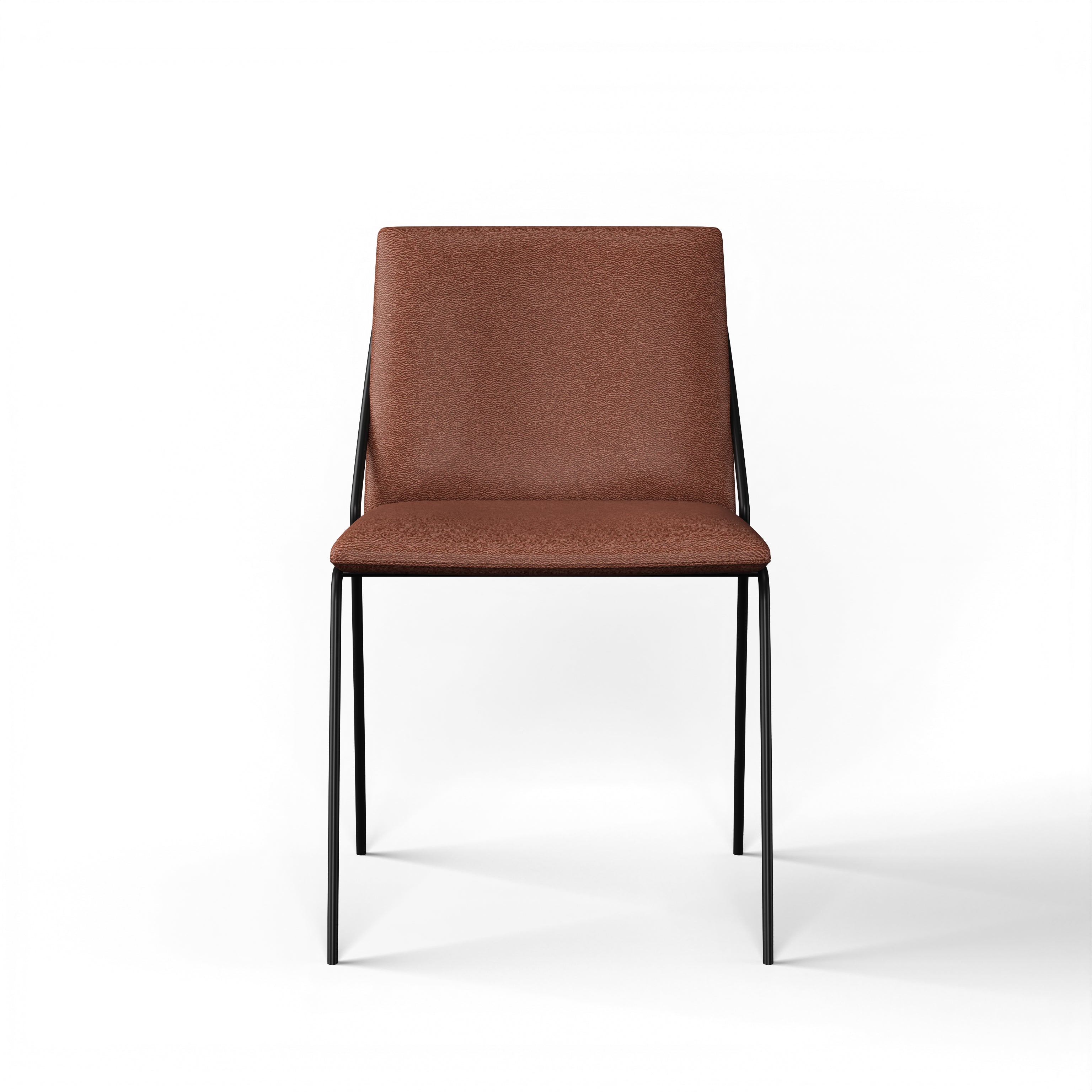 Marbella Dining Chair - Black Powder Coat Mild Steel Frame; D’Decor MOLESKIN BL MS 015-106 BROWN Ply & Foam Upholstery