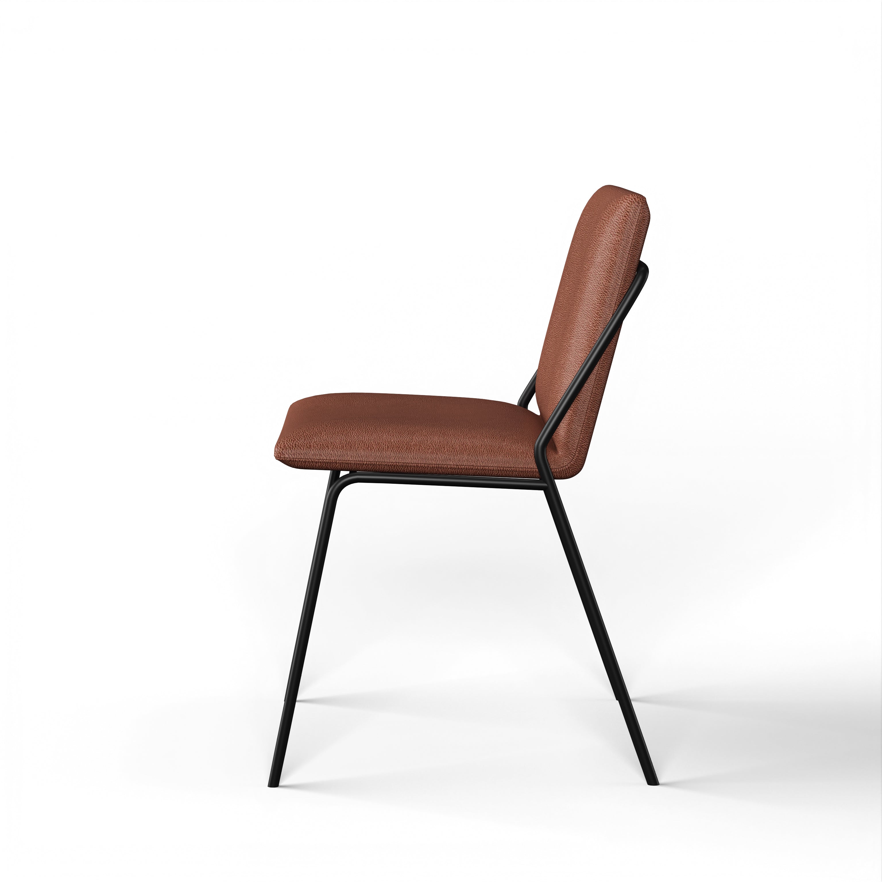 Marbella Dining Chair - Black Powder Coat Mild Steel Frame; D’Decor MOLESKIN BL MS 015-106 BROWN Ply & Foam Upholstery