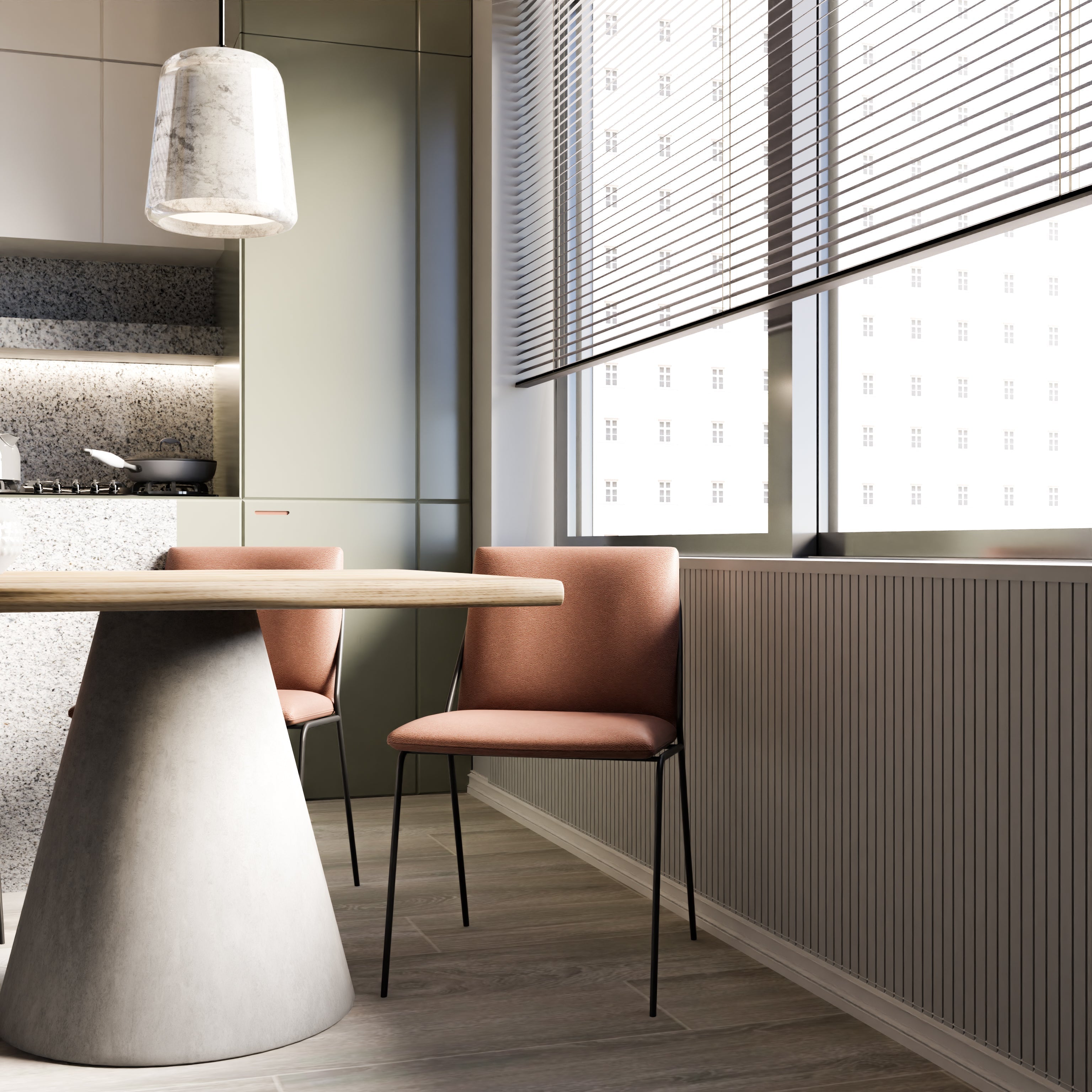 Marbella Dining Chair - Black Powder Coat Mild Steel Frame; D’Decor MOLESKIN BL MS 015-106 BROWN Ply & Foam Upholstery