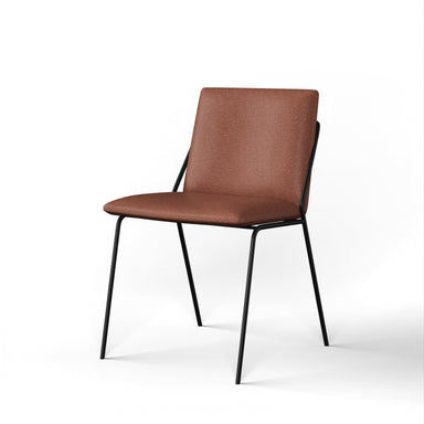 Marbella Dining Chair - Black Powder Coat Mild Steel Frame; D’Decor MOLESKIN BL MS 015-106 BROWN Ply & Foam Upholstery