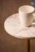 Marble Top Drink Table - Golden & White / 25 x W:25 x H:64 In Cms / Metal & Marble - Indoor Furniture