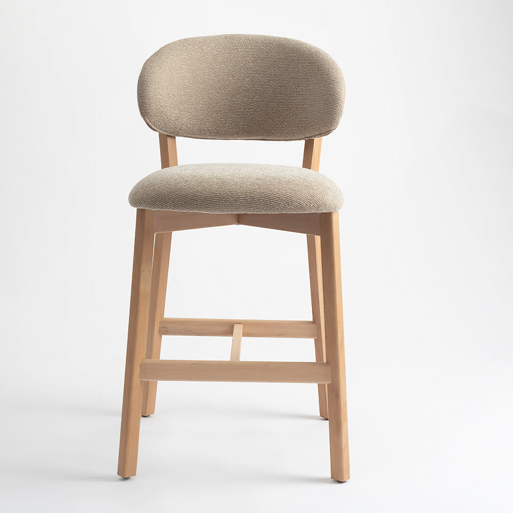 Maren Bar Chair 07 - Flaxen / Beech Wood and Upholstery / CM:- L:- 48 x W:- 56 x H:- 98 - Indoor Furniture