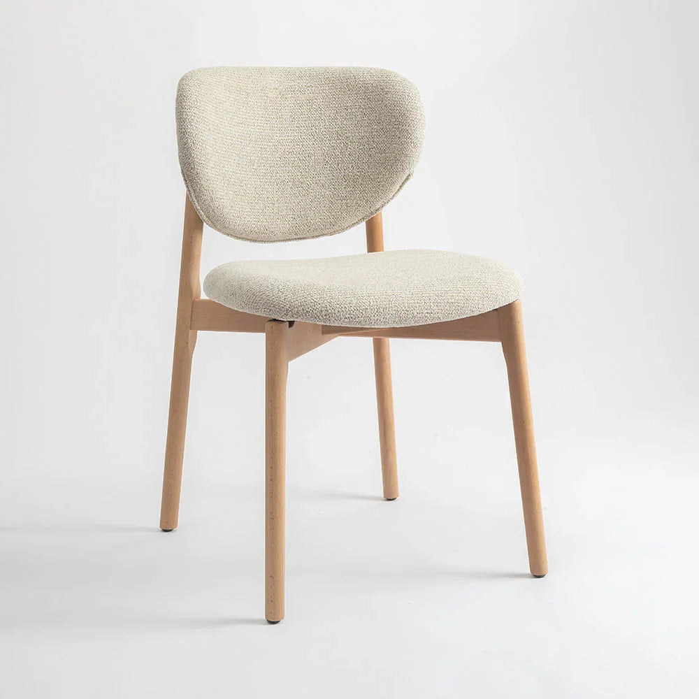 Maren Dining Chair 17 - Beige / Beech Wood and Upholstery / cms:- L:- 46 x W:- 56 x H:- 80 - Indoor Furniture