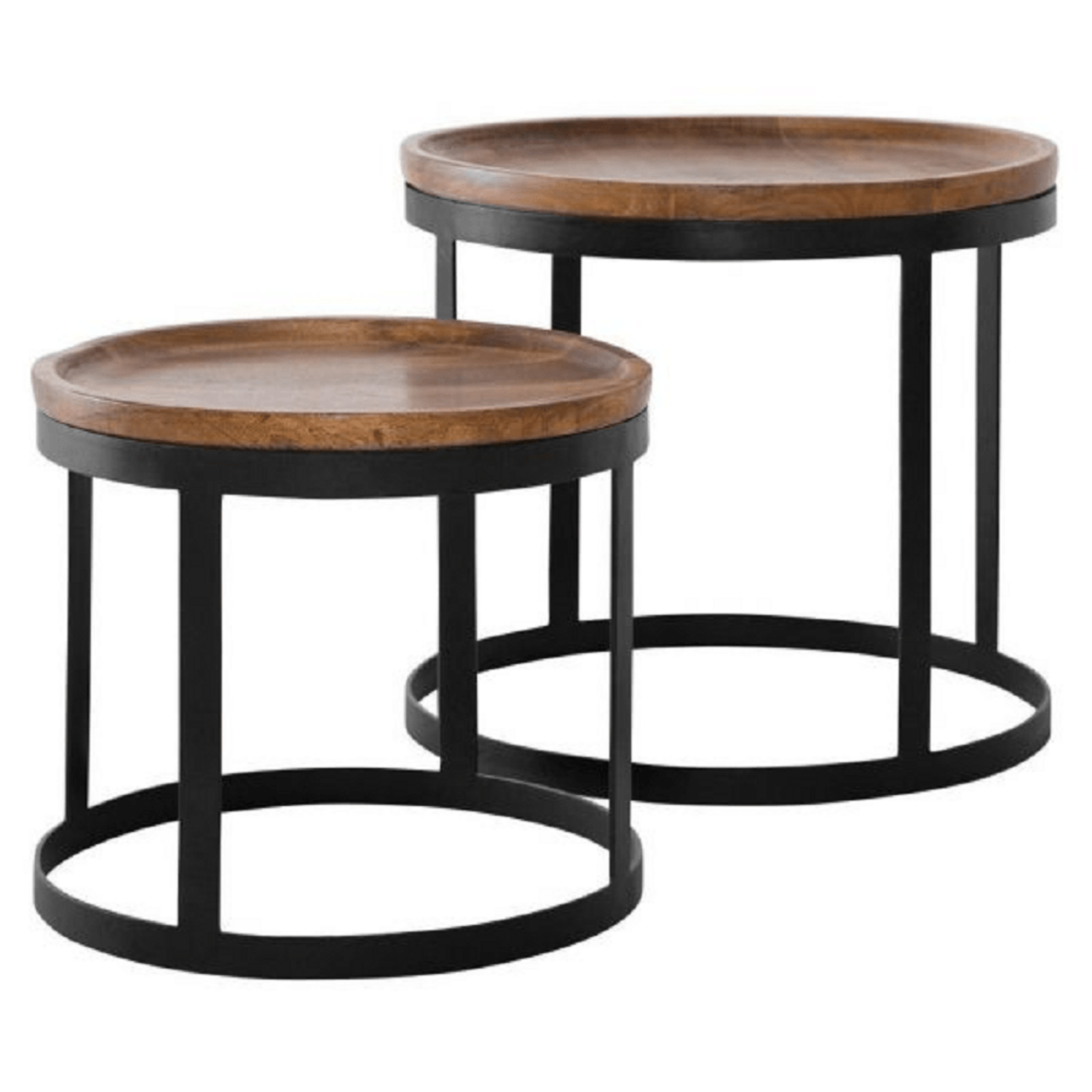 Marion Coffee Table | Set Of 2 - Walnut / Mango Wood and MS / L:53 x D:53 x H:45 in cm - Indoor Furniture