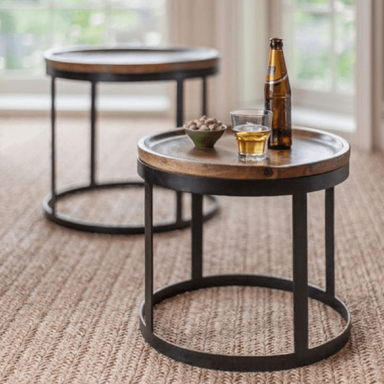 Marion Coffee Table | Set Of 2 - Walnut / Mango Wood and MS / L:53 x D:53 x H:45 in cm - Indoor Furniture