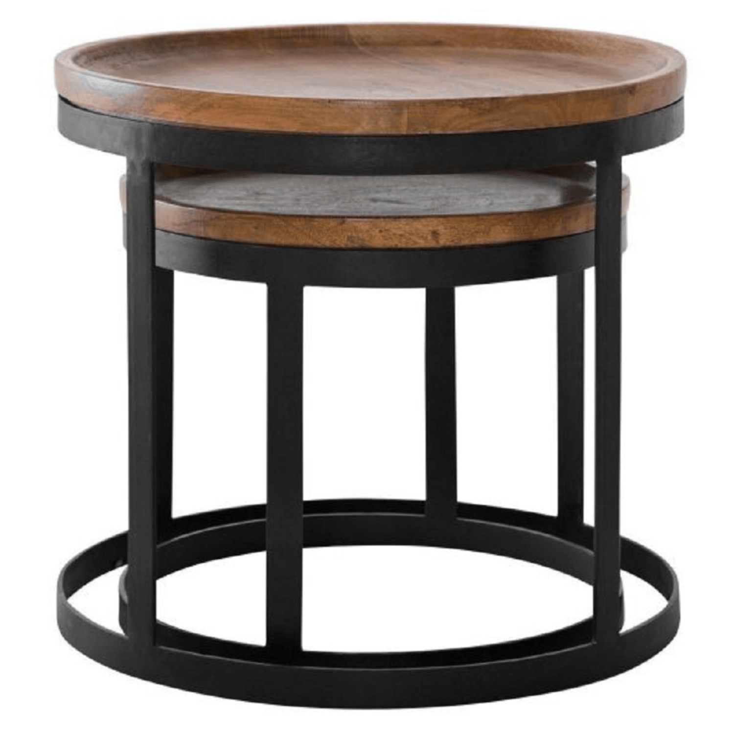 Marion Coffee Table | Set Of 2 - Walnut / Mango Wood and MS / L:53 x D:53 x H:45 in cm - Indoor Furniture