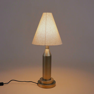 Marquee Table Lamp - Dia 10” x H 25” / Brass plated Mild Steel, Fabric Shade - Table Lamps