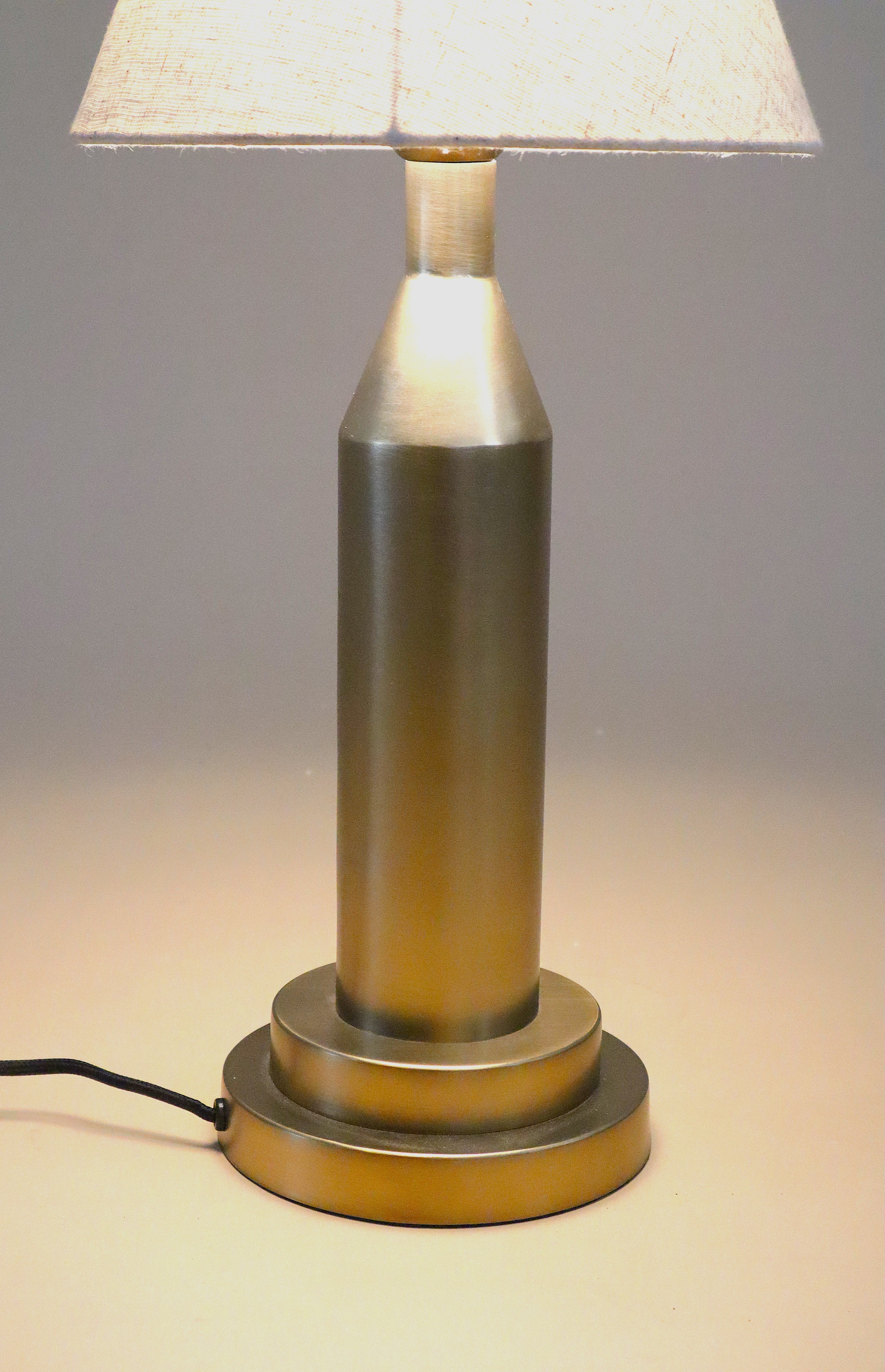 Marquee Table Lamp - Dia 10” x H 25” / Brass plated Mild Steel, Fabric Shade - Table Lamps