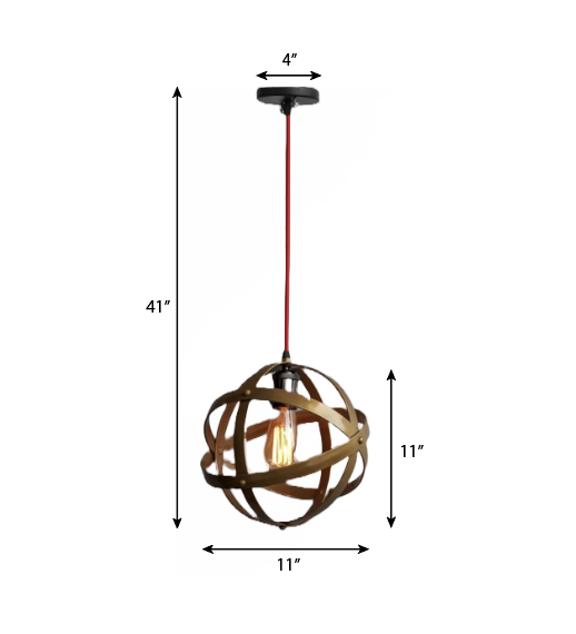 CLH111 Matte Gold Lampshade Armillary Design 11" Pendant Light