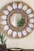 Meadow Embellished Moonjh Grass Mirror - Natural / Moonjh grass, jute, wooden beads, wool, mirror and plywood / D: 30’’