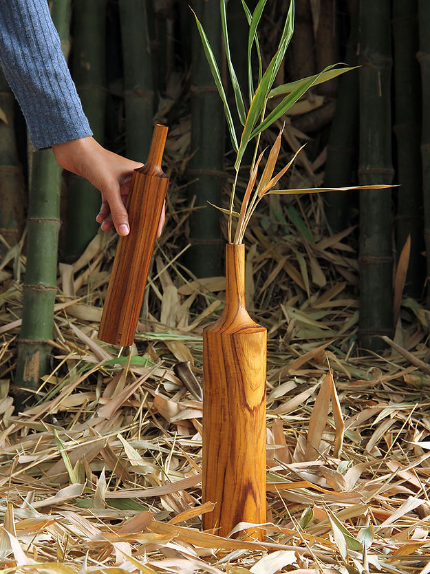 Meagre V01 Set of 2 - Brown / Teak / Biggest:Diameter: 3 in & Height: 14 in& Smallest: Diameter: 2 in & Height: 10