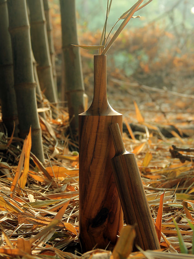 Meagre V01 Set of 2 - Brown / Teak / Biggest:Diameter: 3 in & Height: 14 in& Smallest: Diameter: 2 in & Height: 10
