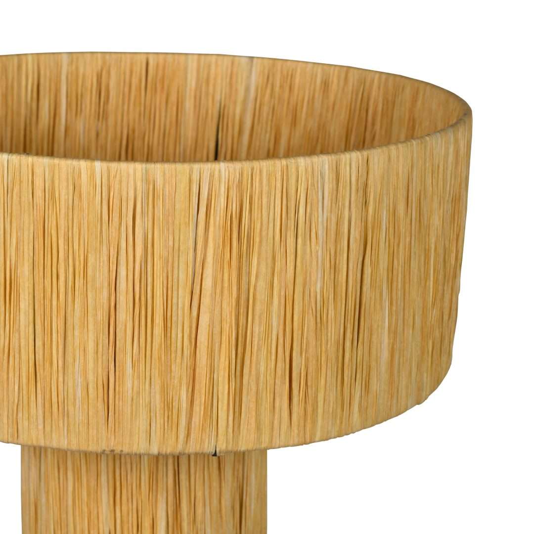 Meluri Rafia Table Lamp - Natural / Rafia and iron / D: 15’’ D (Base): 6’’ H (Stand): 20’’ - Lighting