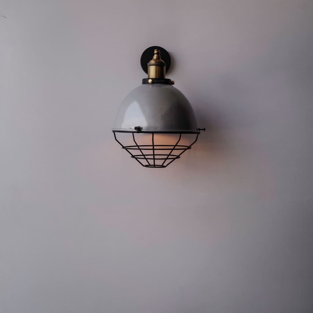 Metallic Silver Finish Industrial Retro Dome Wall Sconce