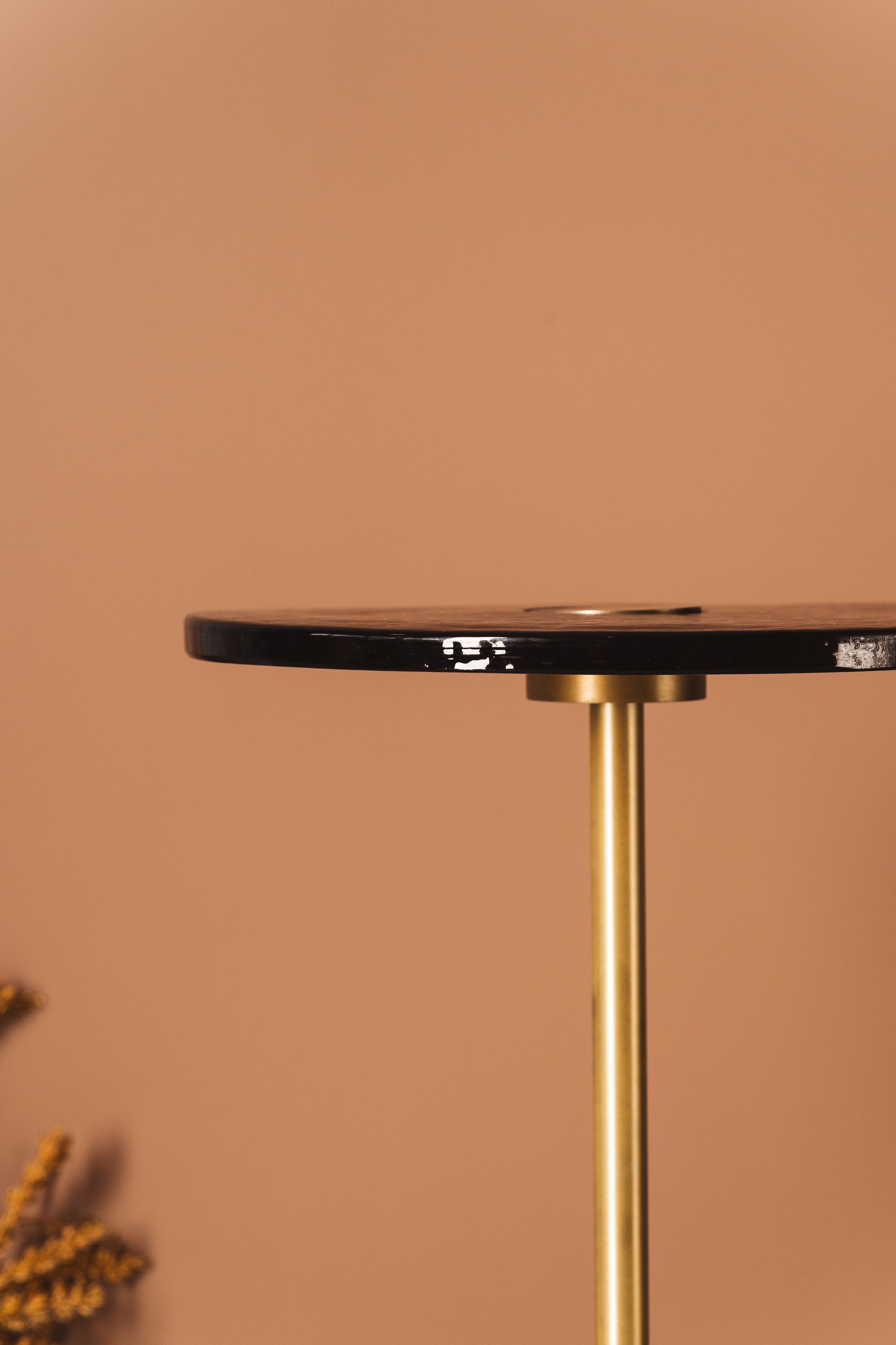 Metallica Glass Table - Gold And Glass / 30 x W:30 x H:56 In Cms / Metal & Glass - Indoor Furniture