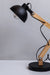 Mid-Century Essential Desk Lamp In Black Metal And Wood