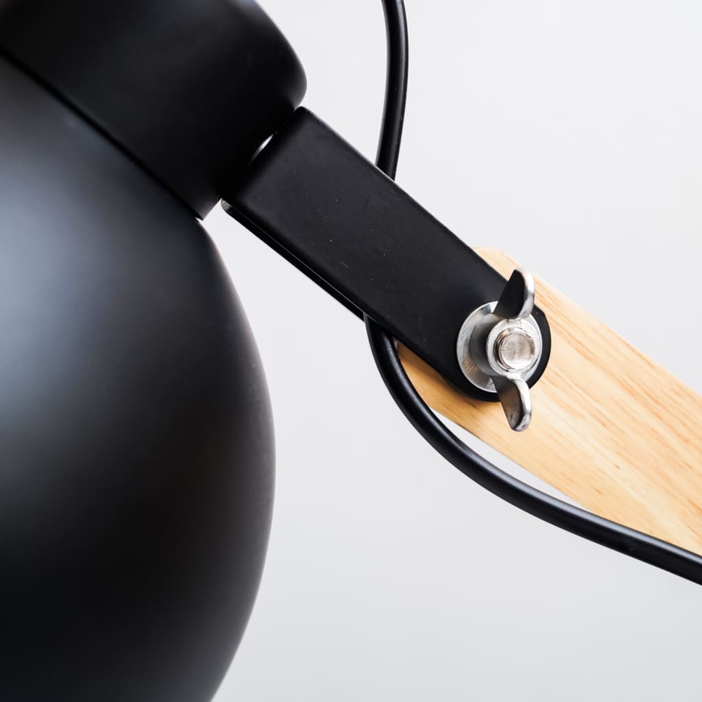 Mid-Century Essential Desk Lamp In Black Metal And Wood