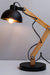 Mid-Century Essential Desk Lamp In Black Metal And Wood