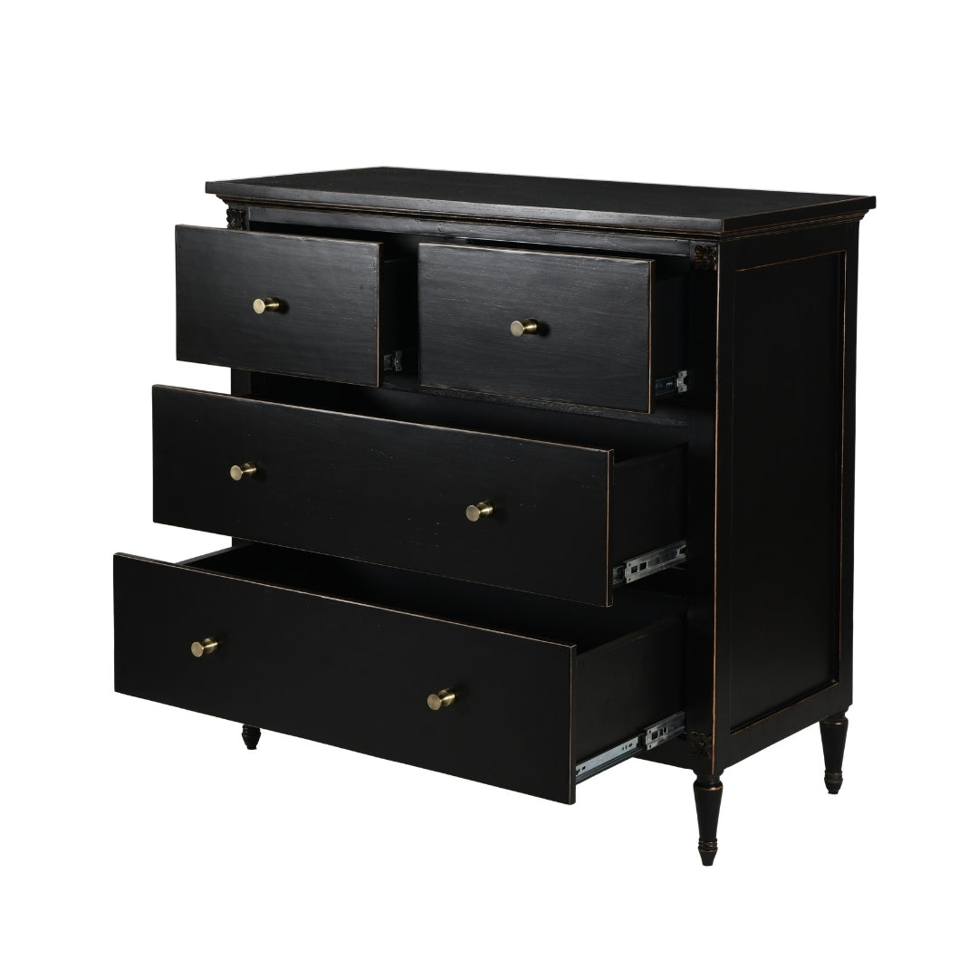Midway Storage Cabinet - Black / Frame: Teak veneer and plywood; Legs: Teakwood; Storage: Lined with laminate inside;