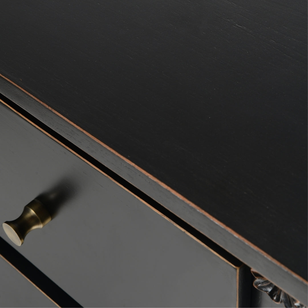 Midway Storage Cabinet - Black / Frame: Teak veneer and plywood; Legs: Teakwood; Storage: Lined with laminate inside;