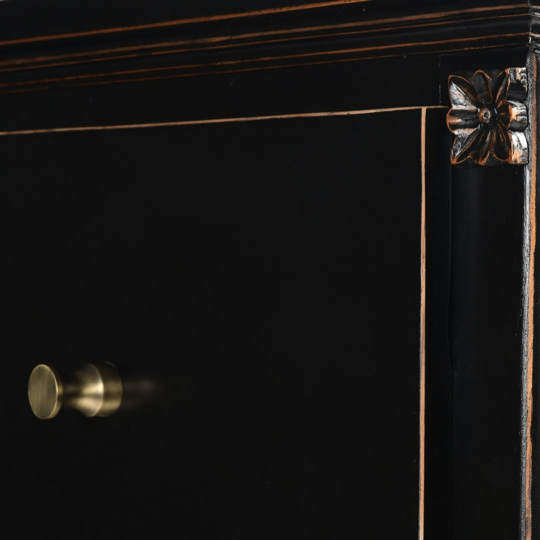 Midway Storage Cabinet - Black / Frame: Teak veneer and plywood; Legs: Teakwood; Storage: Lined with laminate inside;