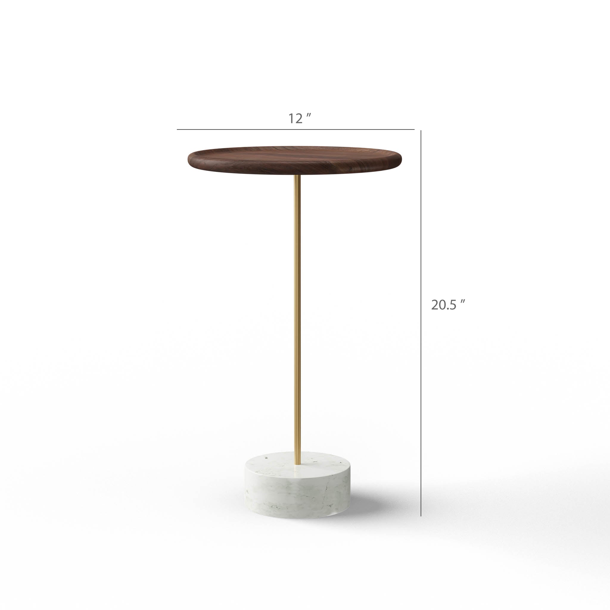 Milo Side Table - L:12’’ x B:12’’ x H:20.5’’ In Inches / Jacobean Sheesham Top; Gold PVD Stainless Steel 304 Matt