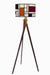 Mondrian Peacock Floor Lamp - Dia: 20’’ H: 67’’ / Wood: Natural and Shade: Blue and Green / Wood and Poplin - Lighting