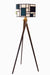 Mondrian Peacock Floor Lamp - Dia: 20’’ H: 67’’ / Wood: Natural and Shade: Blue and Green / Wood and Poplin - Lighting