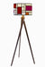 Mondrian Peacock Floor Lamp - Dia: 20’’ H: 67’’ / Wood: Natural and Shade: Blue and Green / Wood and Poplin - Lighting