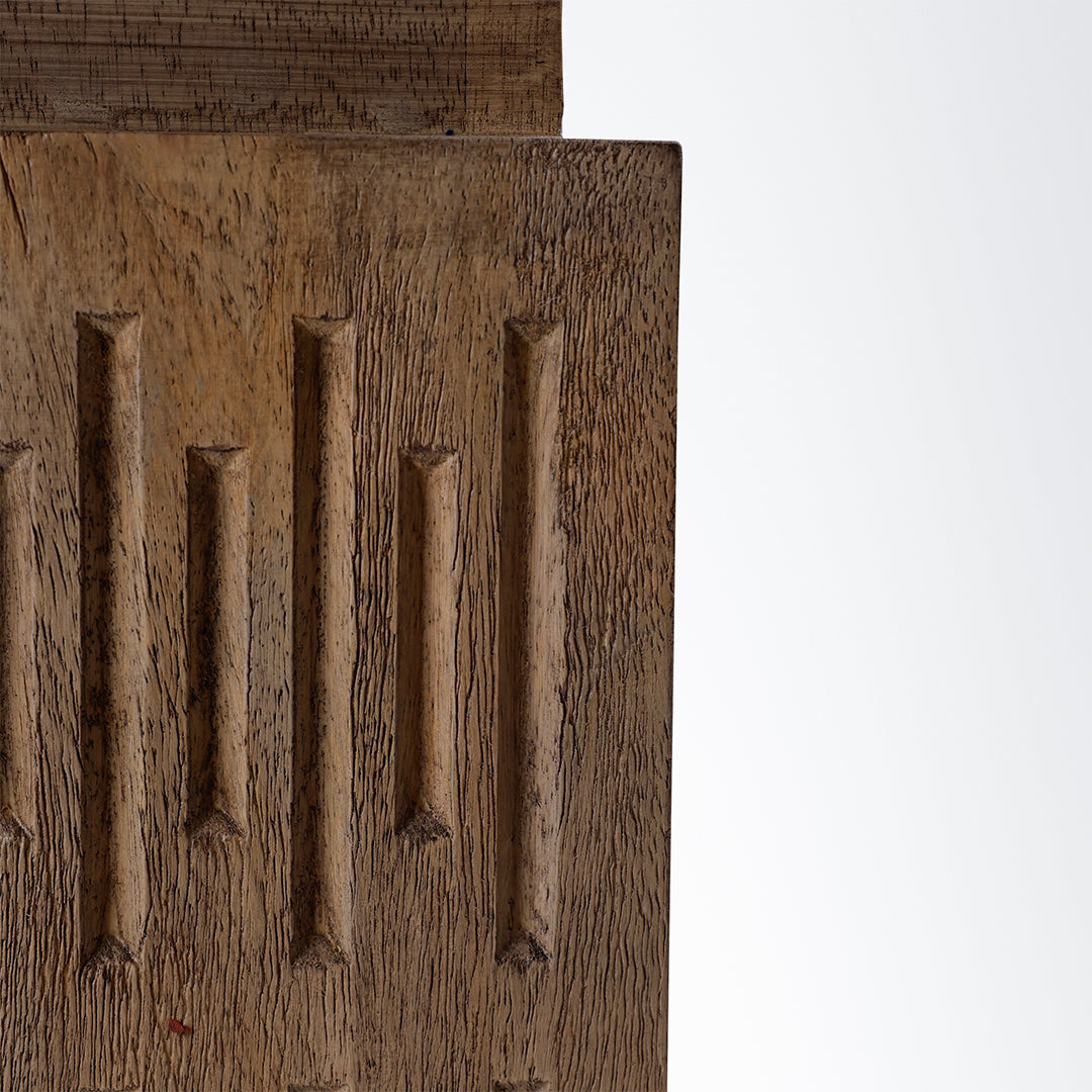 Monolith Side Table - L:12.5 x W:12.5 x H:22 In inches / Mango wood base and Brown tavertine - Indoor Furniture