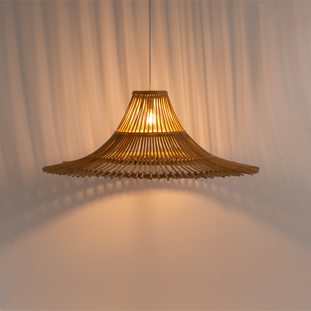Moon Flower Pendant Lamp - Natural / Cane / W: 43’’ H: 15’’