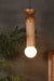 Mopong Teak Cane Pendant Lamp - Natural / Teakwood, iron and cane / D: 6’’ H (Globe): 24’’ - Lighting