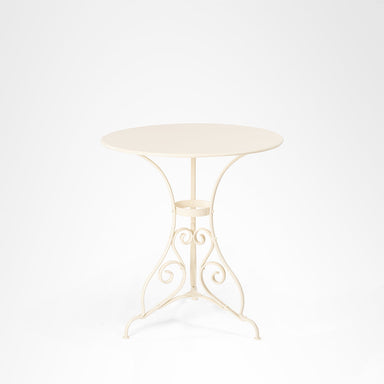 Moroccan Patio Table - Off-White / Wrought Iron / Dia: 28’’ H: 30’’ - Outdoor Furniture